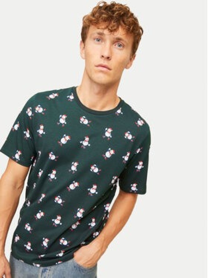 Jack & Jones T-Shirt Xmas Merry 12265399 Zielony Standard Fit