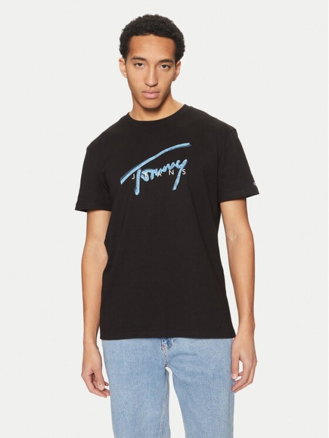 Tommy Jeans T-Shirt Signature DM0DM21109 Czarny Regular Fit