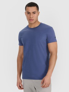 4F T-shirt regular gładki męski - granatowy XL