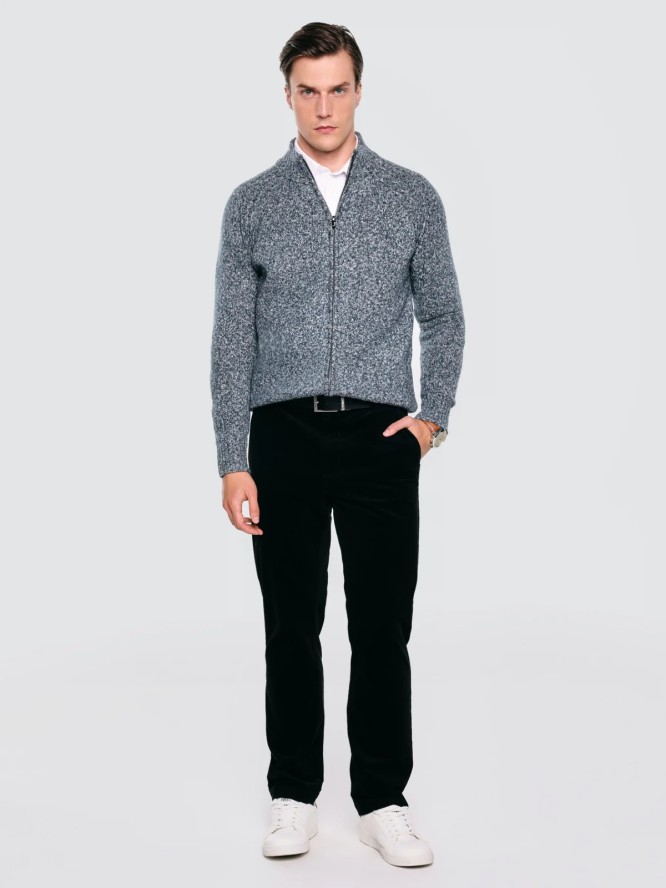 Spodnie męskie chinosy sztruks czarne Trevis 906