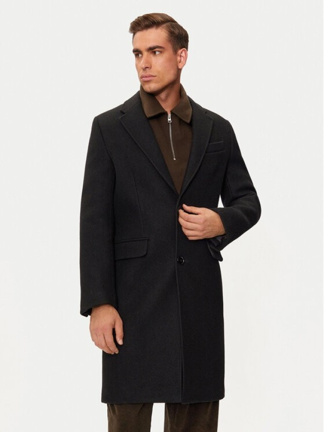 AMI Paris Płaszcz wełniany HCO010.WV0049 Czarny Regular Fit