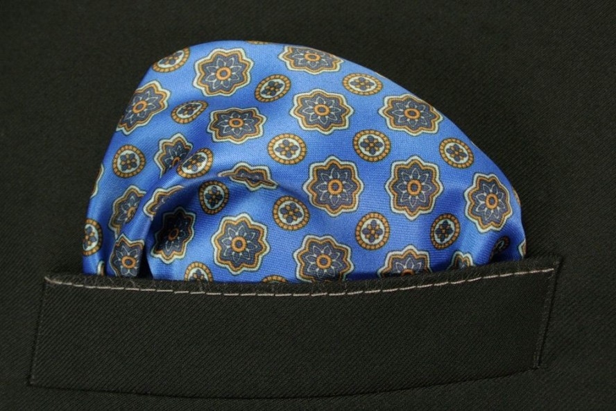 Poszetka Męska ALTIES, Niebiesko-Granatowa Wzór Geometryczny, Męska, Elegancka