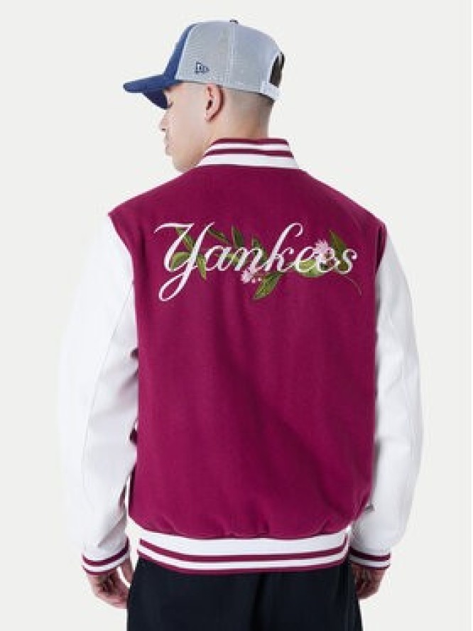 New Era Kurtka bomber Yankees MLB Floral 60596333 Bordowy Regular Fit