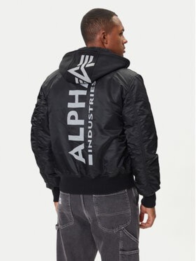 Alpha Industries Kurtka bomber MA-1 Zip Hood Back Print 128113 Czarny Regular Fit