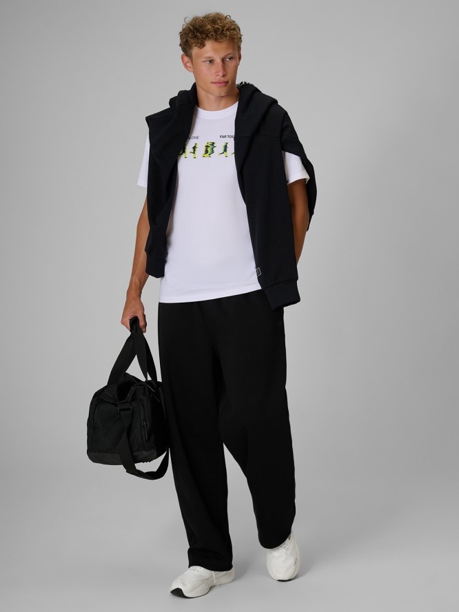 4F T-shirt regular z nadrukiem męski - biały M