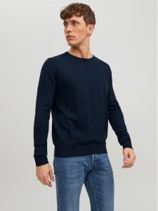 Jack & Jones Sweter Emil 12208364 Granatowy Regular Fit
