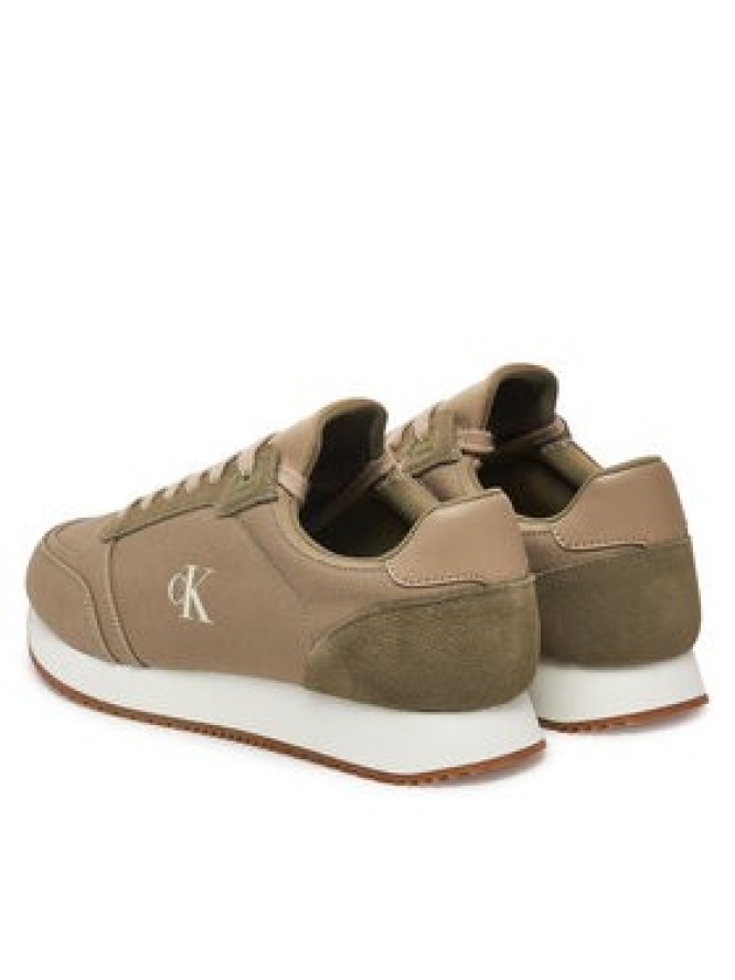 Calvin Klein Jeans Sneakersy Runner Sock Laceup Mg Canvas YM0YM01217 Zielony