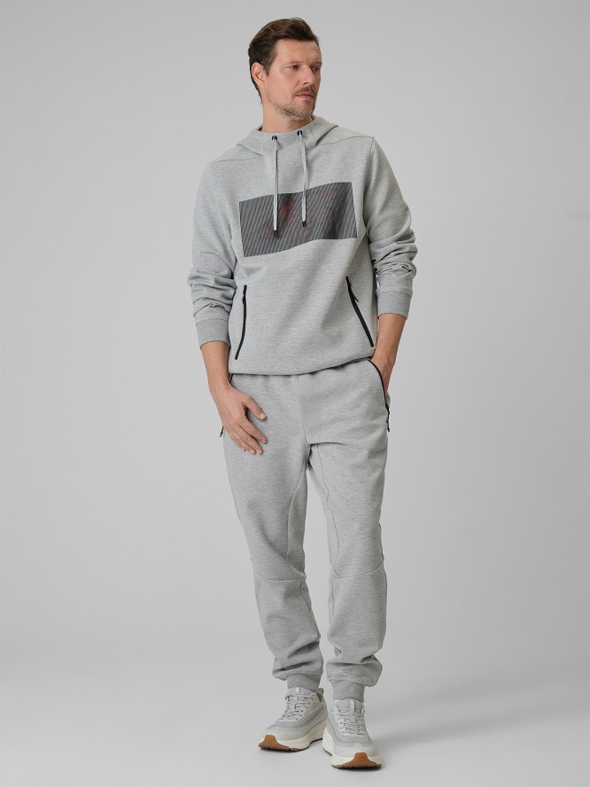 4F Bluza dresowa regular z kapturem męska - szara M