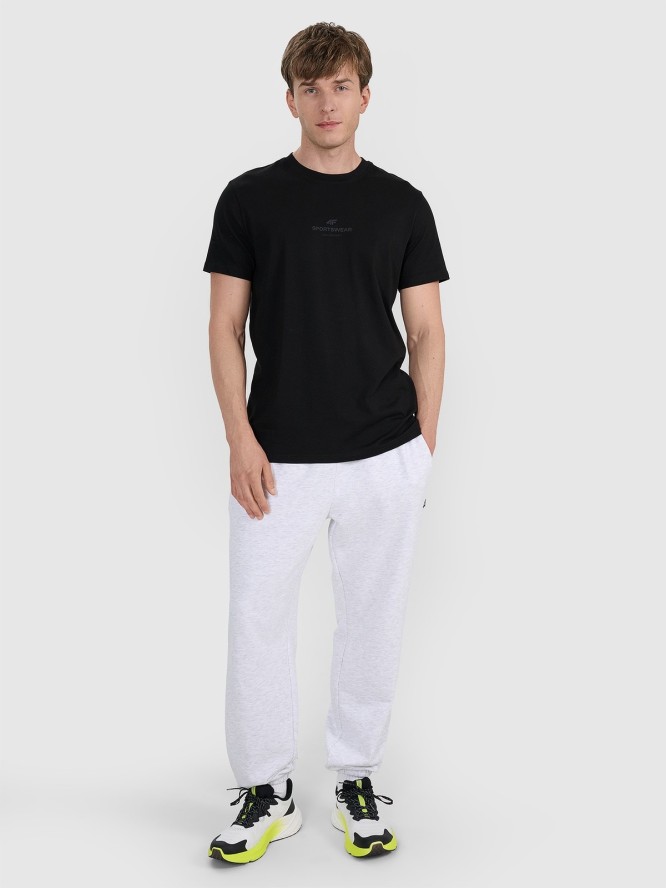 4F T-shirt regular z nadrukiem męski - czarny L