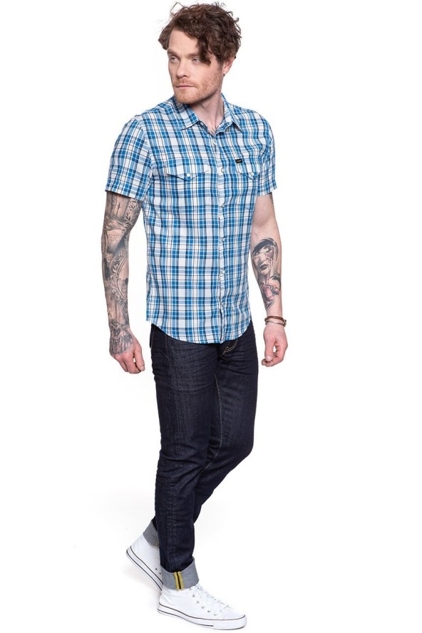 LEE LEE WESTERN SS SHIRT DIPPED BLUE L641CZLA 112115307
