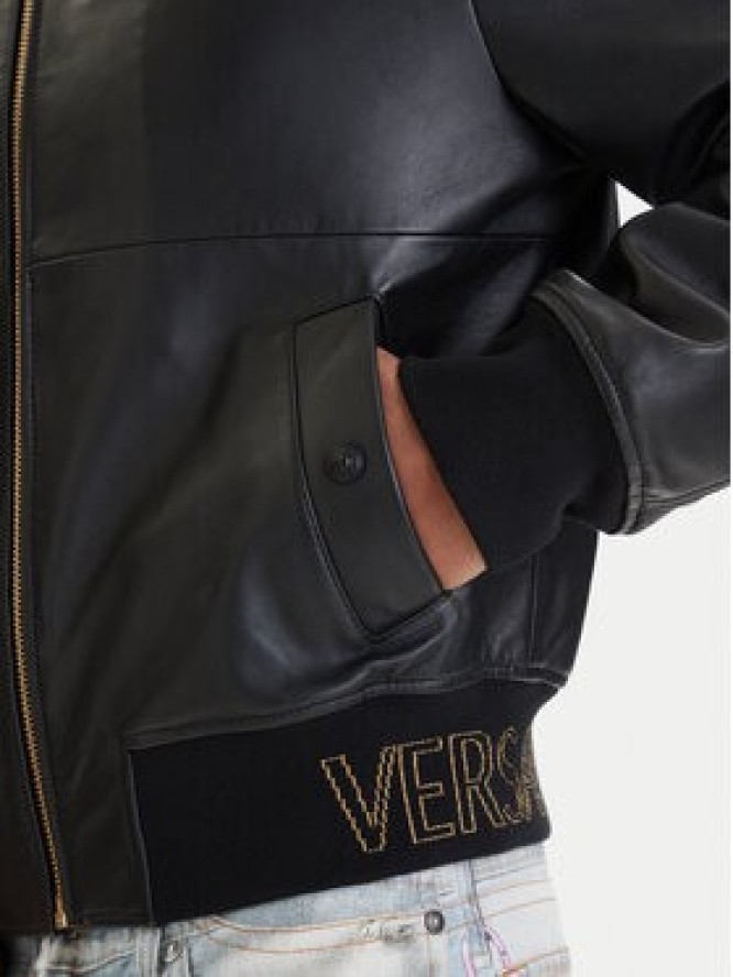 Versace Jeans Couture Kurtka skórzana 80GAVP06 CPPS3 Czarny Regular Fit