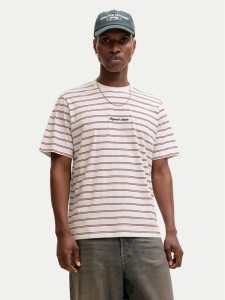 Jack & Jones T-Shirt Norrebro Stripe 12291021 Écru Regular Fit