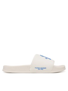 Tommy Hilfiger Klapki Logo Embroidery Canvas Pool Slides FM0FM05858 Biały