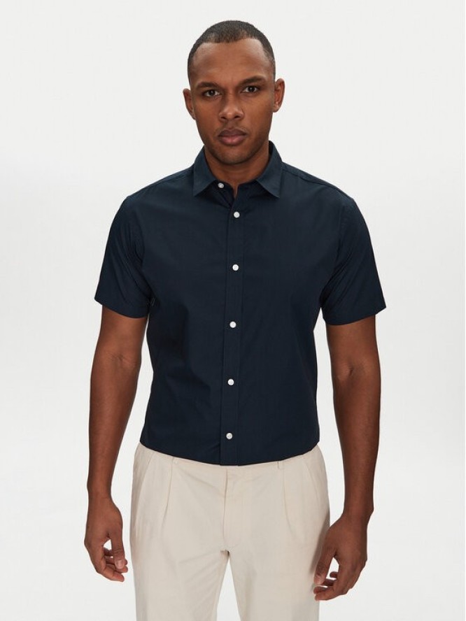Jack & Jones Koszula Joe 12195062 Granatowy Slim Fit