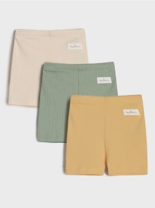 Krótkie legginsy z prążkowanej dzianiny 3 pack - kremowy