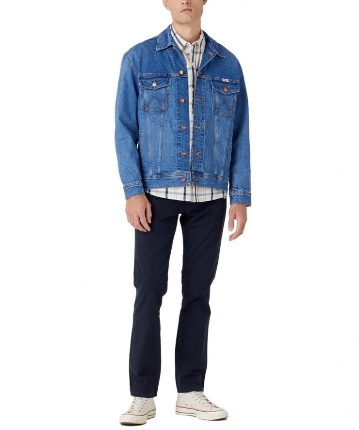 WRANGLER GREENSBORO MĘSKIE SPODNIE MATERIAŁOWE JEANSY DARK NAVY W15QDRXAE 112334235