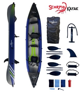 Kajak pompowany dwuosobowy do pływania Scorpio kayak DS 410 New dropstich