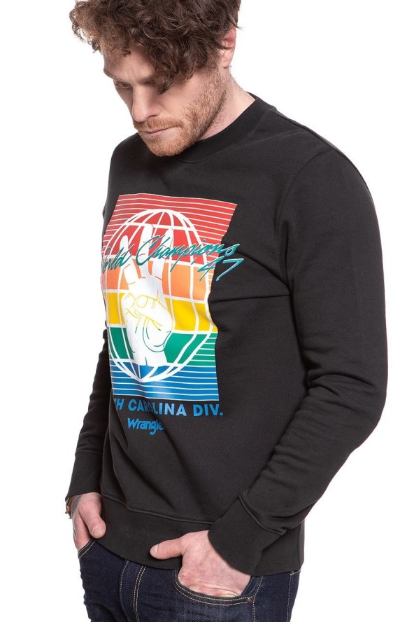 BLUZA WRANGLER GLOBE SWEAT FADED BLACK W6C5HXXV6 112130708
