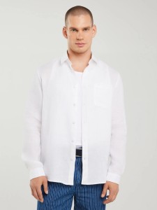 Lniana koszula męska biała Jianis 101