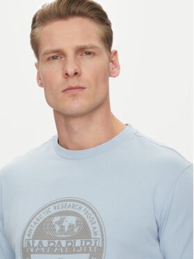 Napapijri T-Shirt S-Bollo NP0A4I3C Błękitny Regular Fit