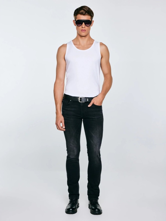 Jeansy męskie dopasowane czarne Terry 955