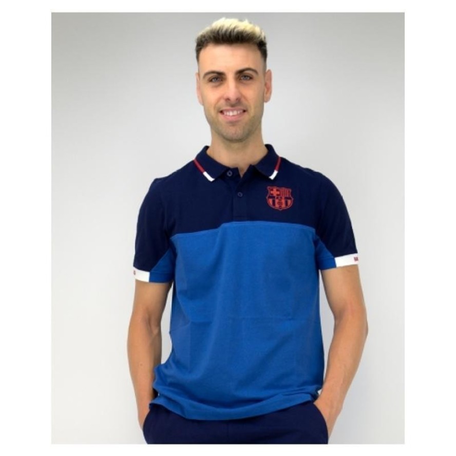 Koszulka minimalistyczna męska Barça z kołnierzykiem