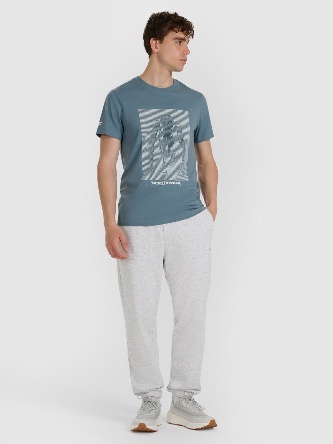 4F T-shirt regular z nadrukiem męski - granatowy S