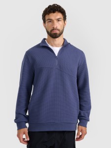 4F Bluza dresowa z dzianiny waflowej męska - granatowa XL