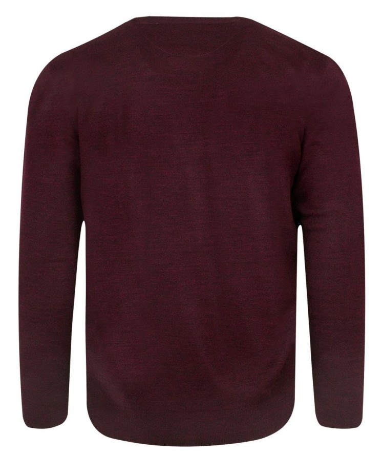 Wełniany Sweter U-Neck - HOVARD - Bordowy