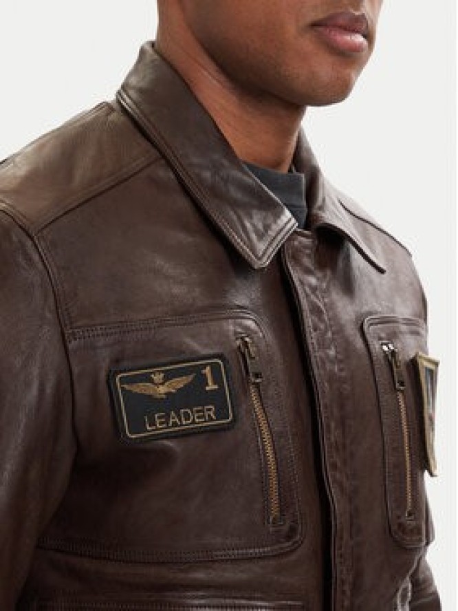 Aeronautica Militare Kurtka skórzana 261PN5058U100839 Brązowy Regular Fit