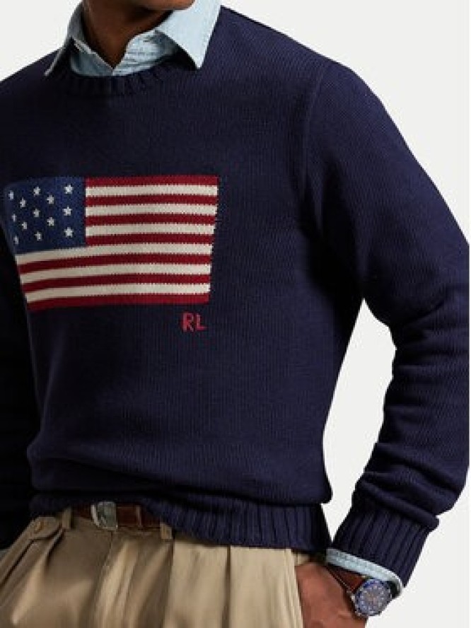 Polo Ralph Lauren Sweter 710718281006 Granatowy Regular Fit