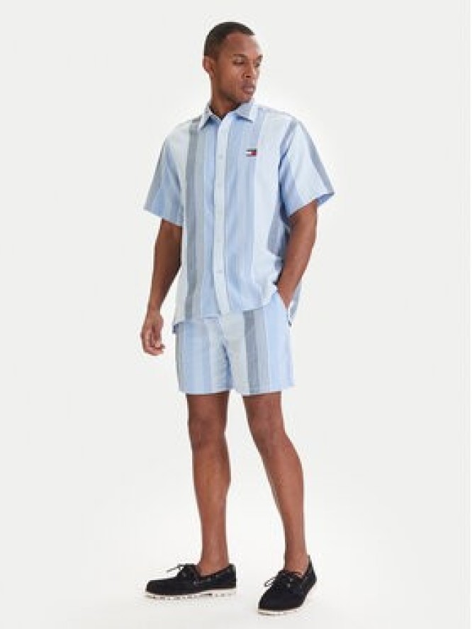 Tommy Jeans Szorty materiałowe Dobby Stripe DM0DM22830 Błękitny Relaxed Fit