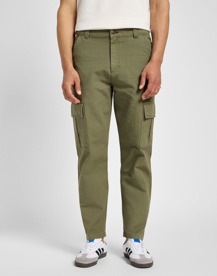 LEE MĘSKIE SPODNIE MATERIAŁOWE CARGO PANT MERCANTILE GREEN 112355782 L72K008526