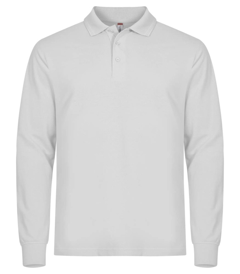 clique Manhattan L/S koszulka polo z długim rękawem męska, biała – White