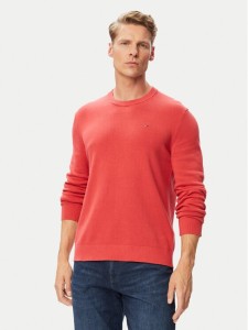 Tommy Jeans Sweter DM0DM22853 Koralowy Slim Fit