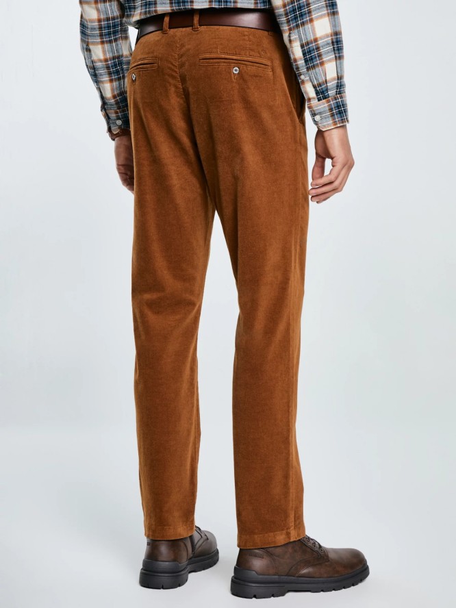 Spodnie męskie chinosy sztruks brązowe Trevis 802