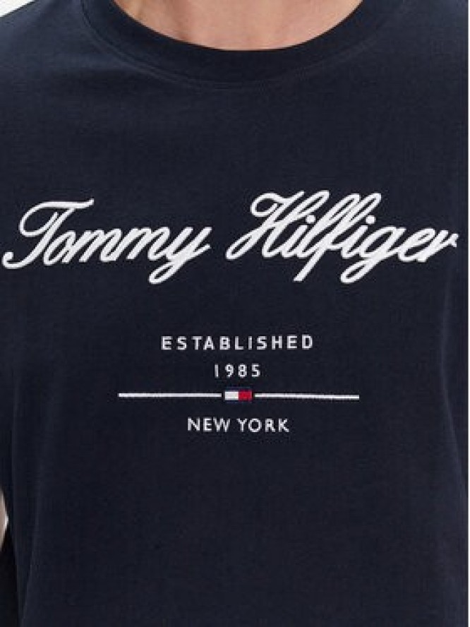 Tommy Hilfiger T-Shirt Script Logo Tee MW0MW33691 Granatowy Regular Fit