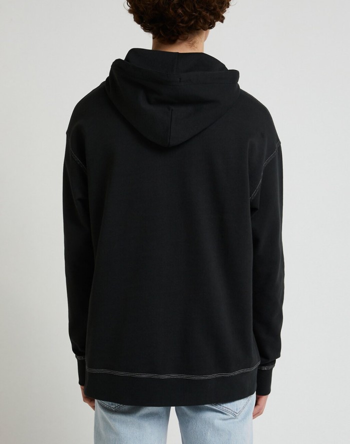 LEE LOOSE SEASONAL HOODIE MĘSKA BLUZA Z KAPTUREM KANGURKA WASHED BLACK LL26FTON 112331482