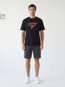 Bawełniana koszulka z nadrukiem NBA - czarny