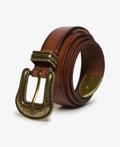 superdry Wąski Pasek Westernowy ze Skóry – 100% buffalo, Argan Oil Brown