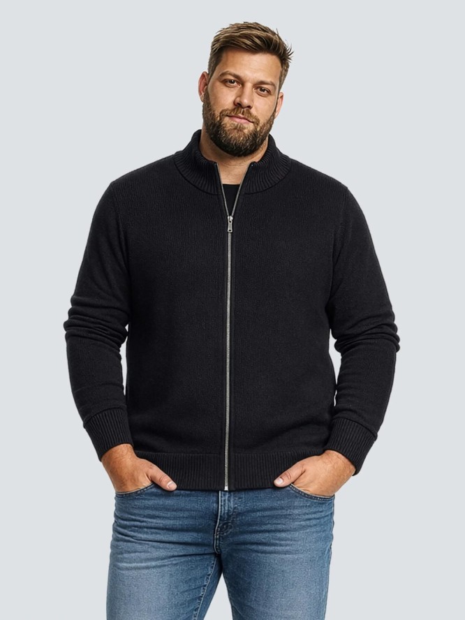 Sweter męski rozpinany ze stójką czarny Anton 906