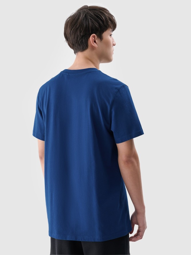 4F T-shirt regular z nadrukiem męski - turkusowy S