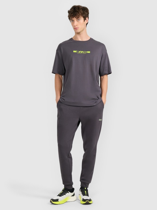 4F T-shirt oversize z nadrukiem męski 4F x Robert Lewandowski - szary L