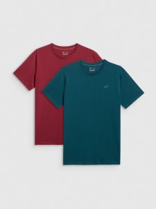 4F T-shirt regular gładki męski (2-pack) - multikolor M