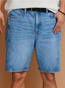 Szorty jeansowe loose - niebieski