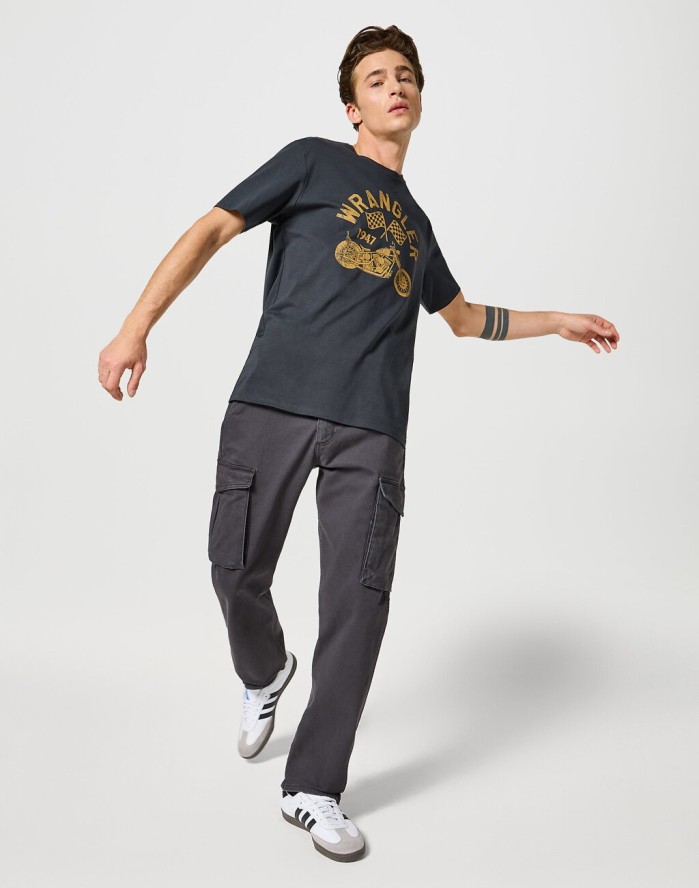 MESKIE SPODNIE WRANGLER MATERIAŁOWE CASEY JONES CARGO REGULAR FADED BLACK 112356845 W175008628