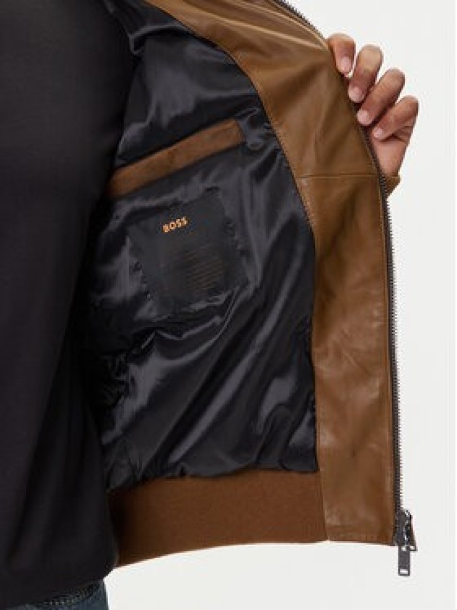 BOSS Kurtka skórzana Jonier 50547567 Beżowy Relaxed Fit