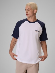 4F T-shirt loose z nadrukiem męski - granatowy XL