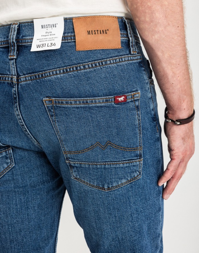MUSTANG VEGAS SLIM MĘSKIE SPODNIE JEANSOWE JEANSY DŻINSY DENIM BLUE 1015350 5000 682