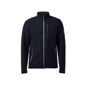 Męski kardigan Louie Full Zip Navy - lekka gotowana wełna - Niebieski